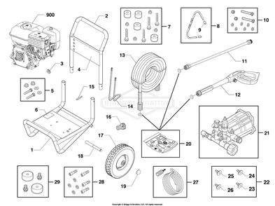 Main Unit Diagram and Parts List for 020752-00  Briggs and Stratton Pressure Washer